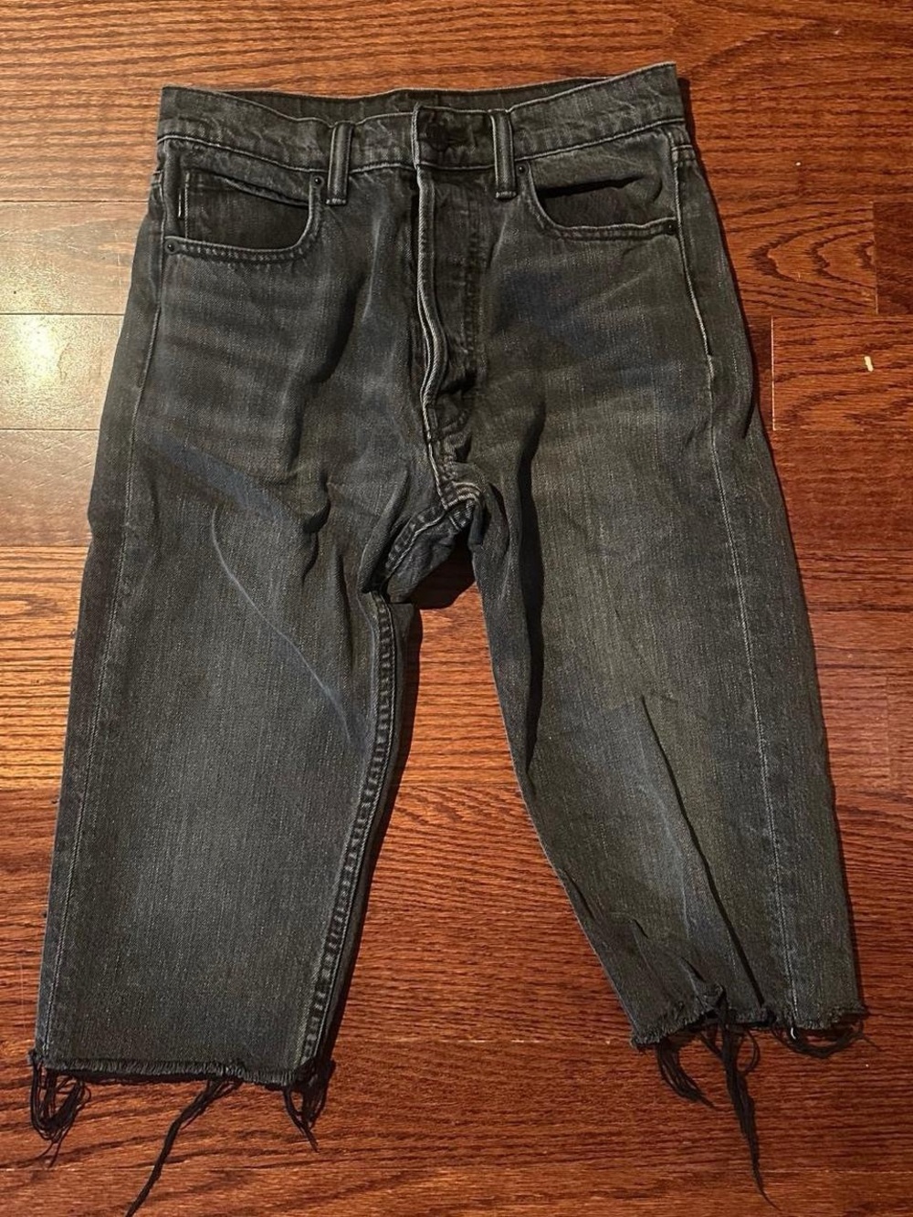 Helmut Lang Black Washed Relaxed Crop Jeans